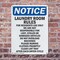Signmission Laundry Room Rules For Residents, 10 in W x Rectangle, Plastic OS-2PACK-NS-P-1014-V-13982 - alternate 3